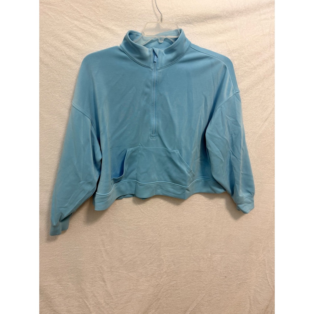 All in Motion Womens XL Light Blue Quarter Zip Cropped Pullover Sweatshirt